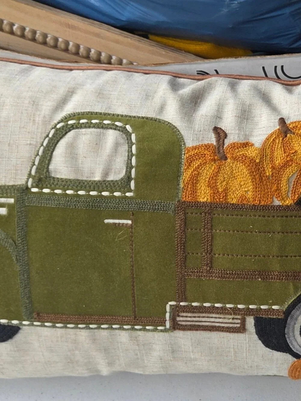 Loving Kindness Fall Throw Pillow Pumpkin Embroidered Dog Black Lab 22